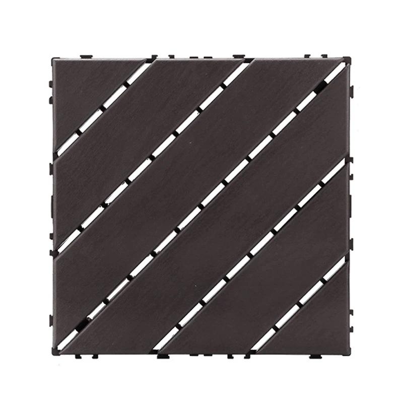 30x30cm Wooden Decking Tiles Hardwood Interlocking Patio Deck Tiles Composite Floor Covering for Garden Wood Flooring