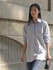 Wen Jiu 26 Early Spring New 100% Mulberry Silk Striped Loose Women's Shirt