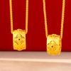 Sand Gold Floral Carved Necklace with Vajra Ruyi Lock Design for Women