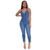 Europäischer und Amerikanischer Stil Schlankmachender Ärmelloser Neckholder Jumpsuit Jeans