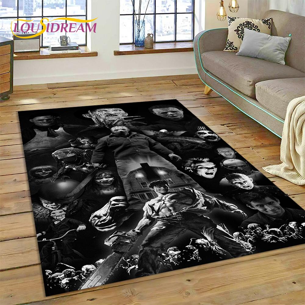 Postava z hororového filmu Chucky Pennywise Halloween Koberec do ložnice obývacího pokoje Dekorace na pohovku Doma Velká dekorativní podlahová rohož
