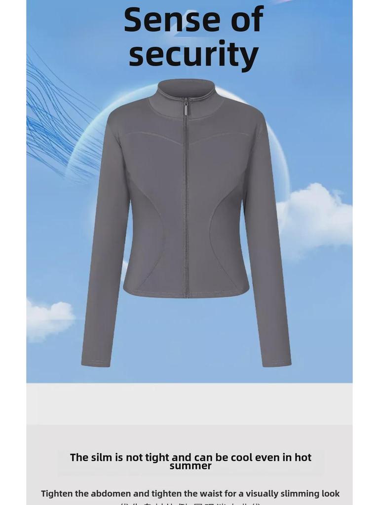 Women's Quick-Dry Yoga Jacket - 2025 Spring/Autumn: Zipper, Stand Collar, Long Sleeve, Fitness Top