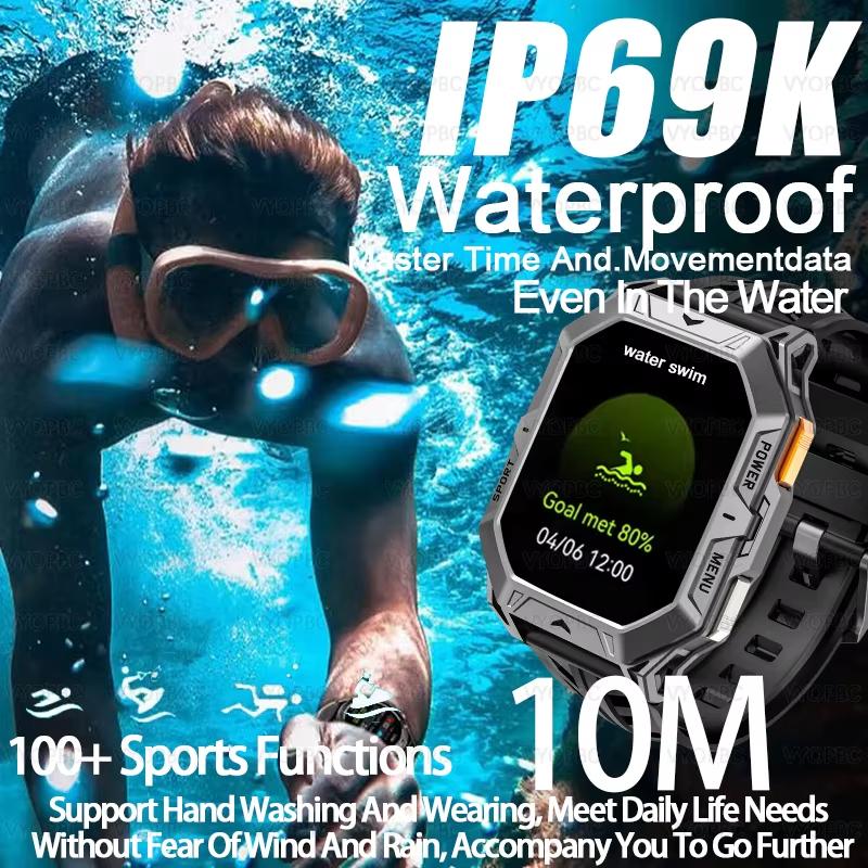 2025 New Men's Sports Smartwatch 1000mAh Ultra Durable GPS Tracker Compass 10ATM Waterproof Compass Bluetooth Call Smart Watch