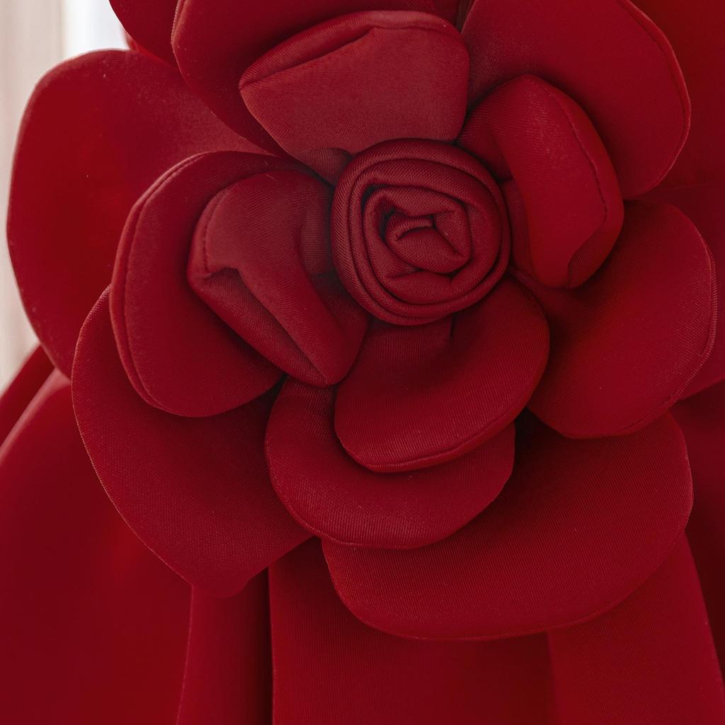 2025 Girls' Formal Bud Skirt Dress: 3D Floral Princess Party Outfit for Birthdays & New Year's.