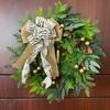 Künstlicher Norfolk-Tannen-Weihnachtskranz mit Schleife Zypressengrün Winterkranz für Haustür Heimdekoration
