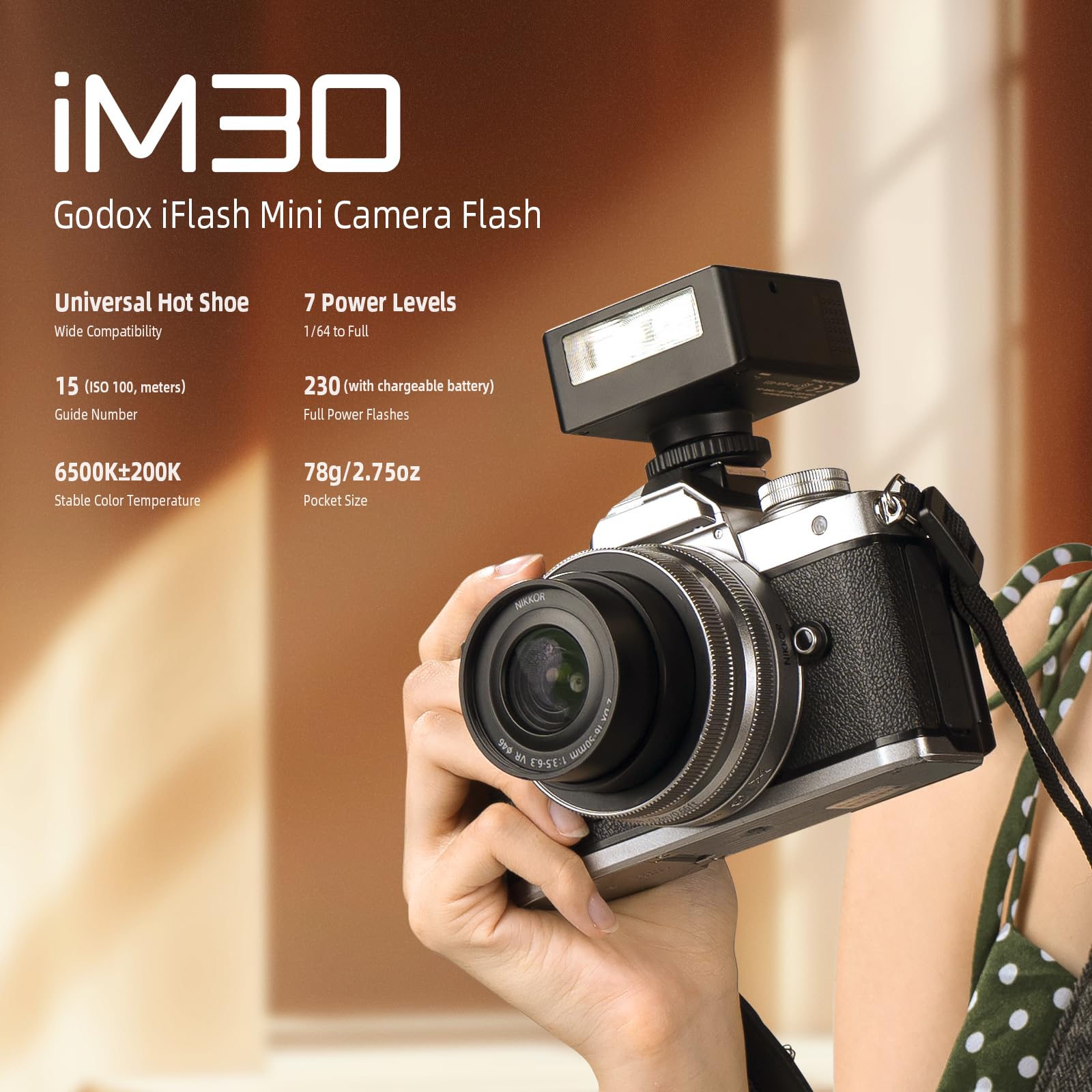 GODOX IM22 Mini Flash Speedlite Compact Pour Sony Canon Nikon Fuji Olympus - 5 Niveaux De Puissance