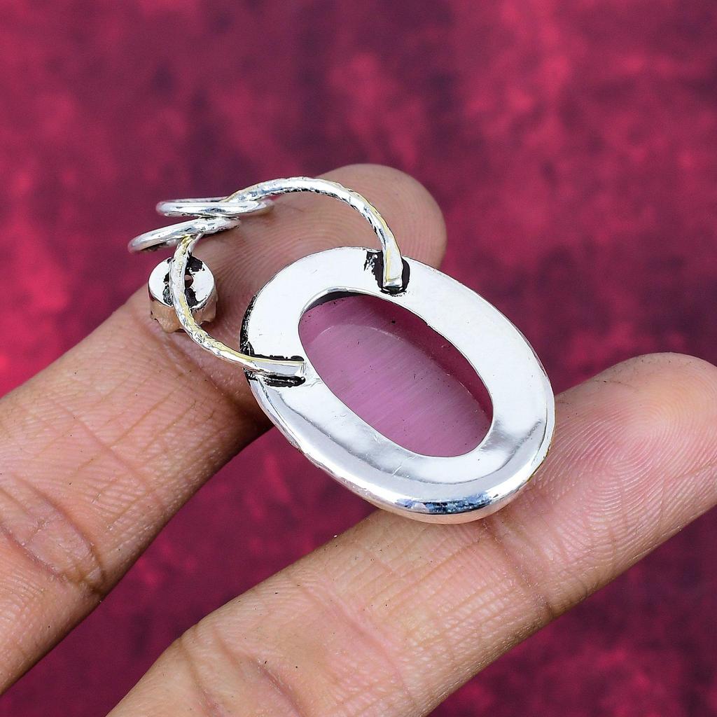 Pink Monalisa Pendant, 925 Sterling Silver Pendant Jewelry. Gift For Women Handmade Pendant Gemstone Jewelry