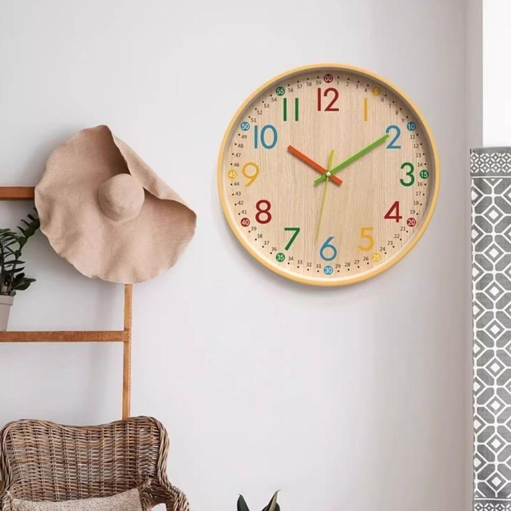 12 Inch Numeral Wall Clock Colorful Children Clock Easy Read Quartz Clock  Classroom Decors