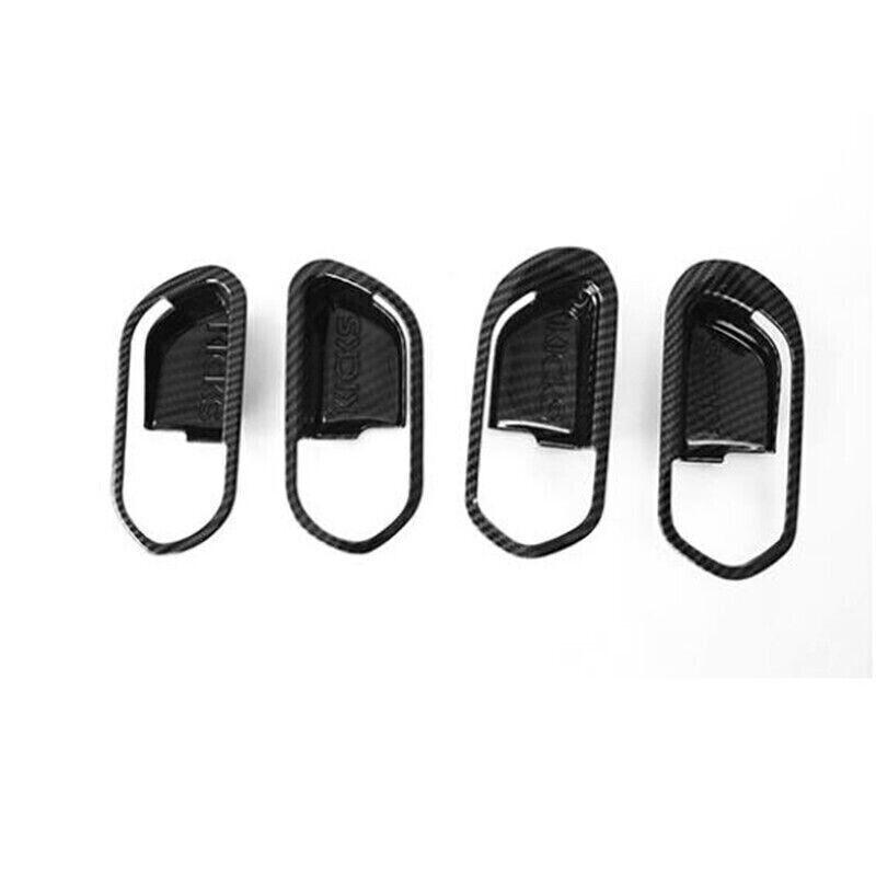 For Nissan Kicks 2018-2024 Carbon Fiber Inner Door Handle Lock Frame Trim 4x