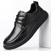 Fashion Big Size Spring New Men's Business Casual Leather Shoes High Quality Soft Soled Shoes for Man Fashion Black Lace Loafers Male