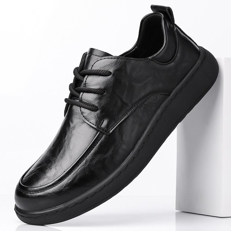 Fashion Big Size Spring New Men's Business Casual Leather Shoes High Quality Soft Soled Shoes for Man Fashion Black Lace Loafers Male