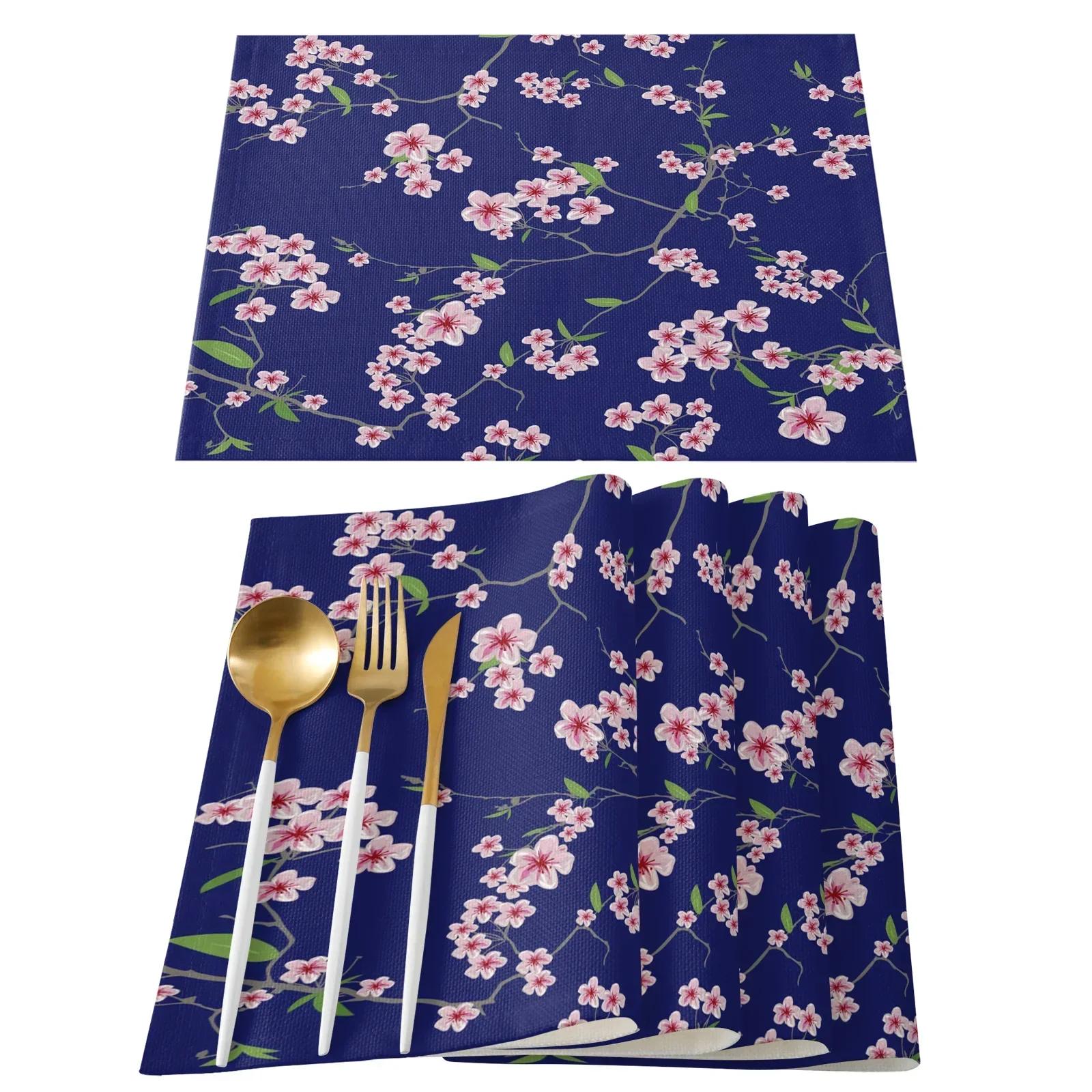 Japanese Cherry Blossom Pattern Table Mat Kitchen Decoration Placemat Table For Wedding Dining Accessories Table Mat 1PC 1PC 30x45CM
