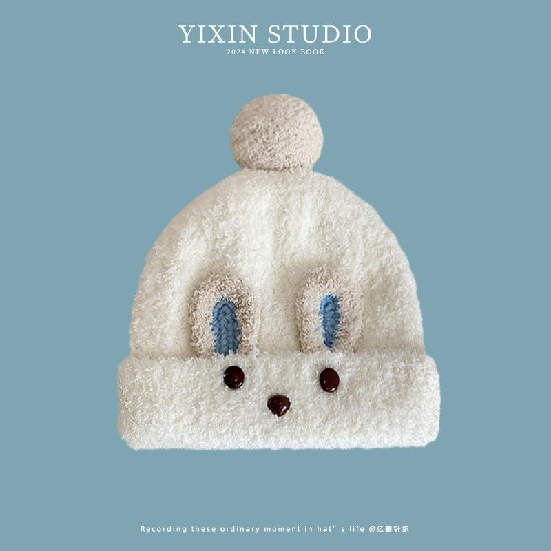 

Autumn and winter baby knitted hat cute bear children s wool hat baby windproof hat boys and girls warm ear hat