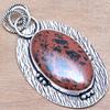 Pendant Mahogany Obsidian Gemstone Gift For Her Silver Jewelry 2.25"