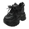 Fashion White Chunky Sneakers Women New Autumn Hidden Heel Platform Sports Dad Shoes Woman Lace Up Breathable Mesh Casual Shoes 10CM