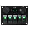 5 sets of rocker switch panels, 12-24V, with dual USB socket 4.2A+voltmeter LED light and cigarette lighter.