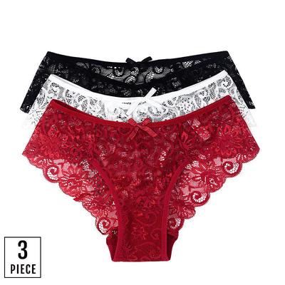 3 Pcs/Lot Women Sexy Lace Panties Sexy Briefs S To XL Underewear