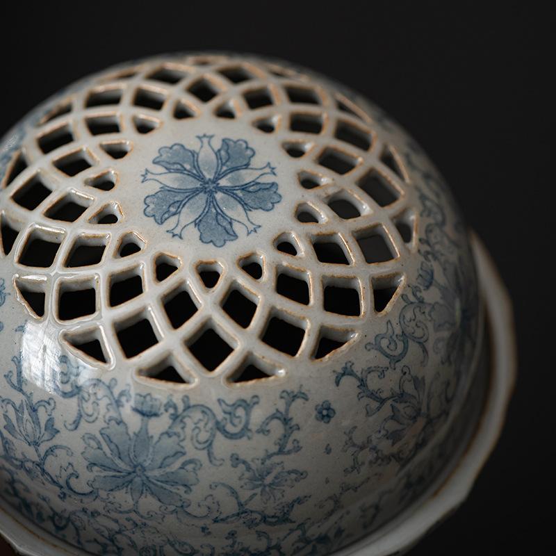 Celadon Wzorzysty Kwiatowy Uchwyt na Kadzidełka Spiralne Ceramika Glazurowana Rzemiosło Dekoracja Domu Herbaciarni