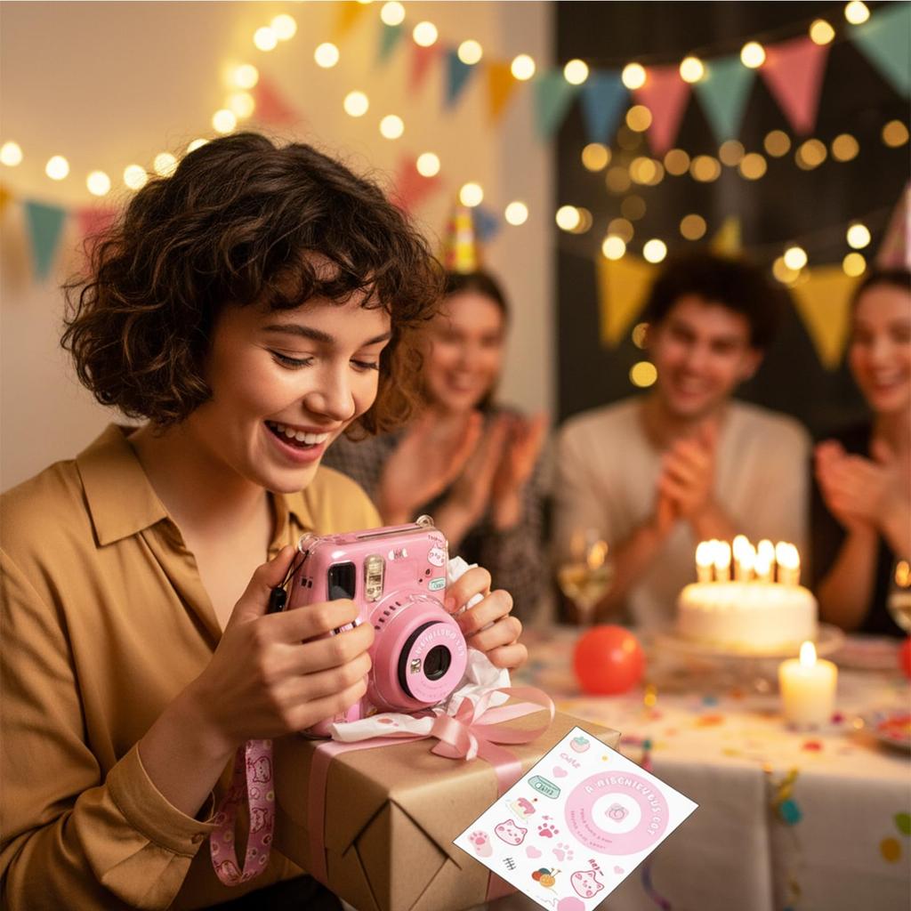 Camera protection case for Fujifilm Instax Mini SE instant cute clear hard cover with photo storage cartoon adjustable shoulder suitable for girls and