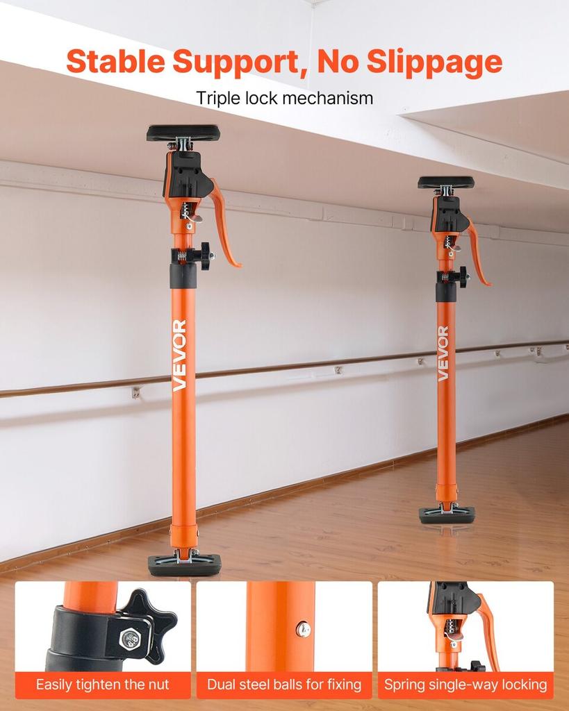 Cabinet Jack Support Pole, 2-Pack, 64.5-115 Cm Steel Telescopic Quick Support Rod, Adjustable 3rd Hand System Up To 100 Kg Capacity for Installing