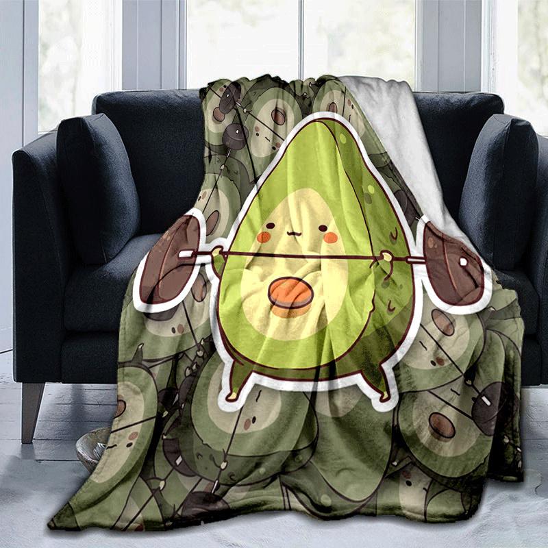 

1pc Avocado Printing Lightweight Flannel Blanket, Comfortable and Warm Blanket, for Camping Sofa Bed and Couch Office, Gift 100x150cm