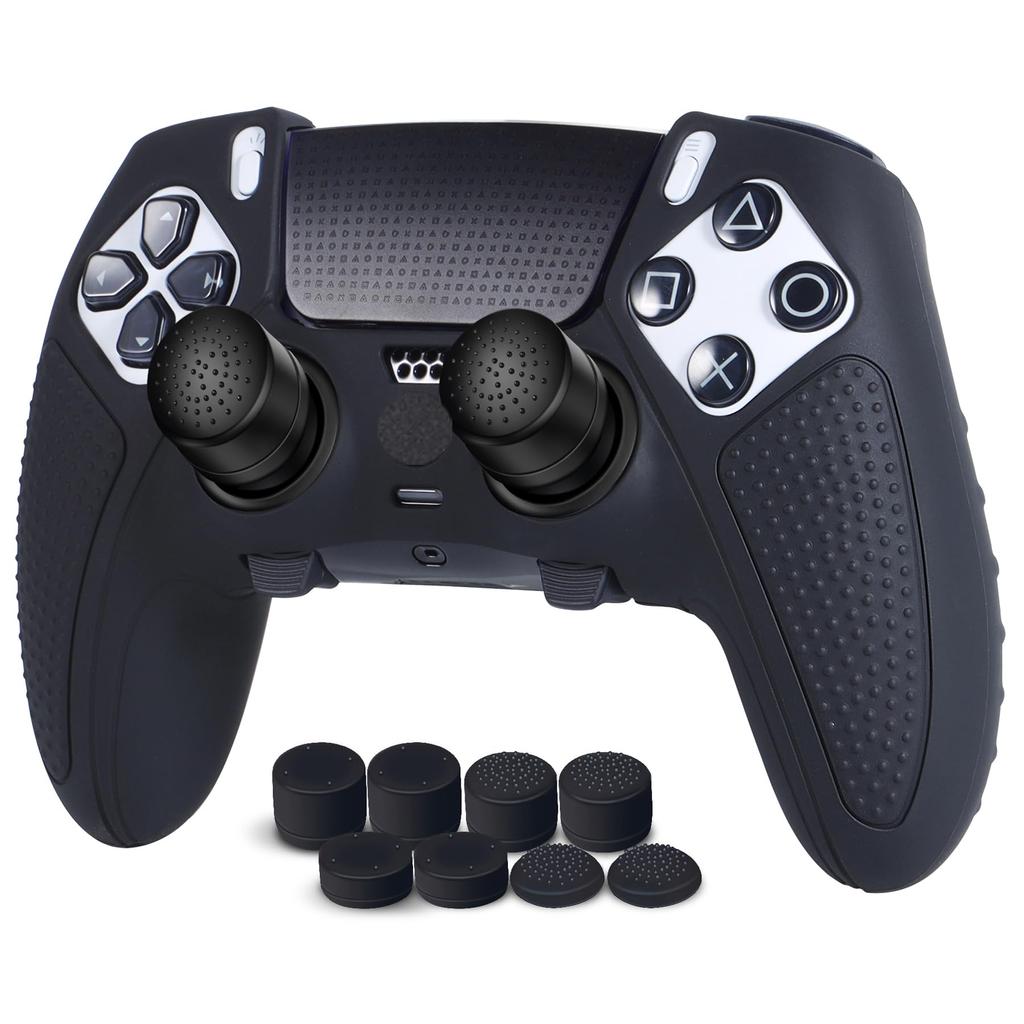JYXETOV PS5 Edge Controller Ergonomic Silicone Free 8 Button Charges with Original Printing Pattern Cover, Protection, Caps, Charger, Non-Slip Design,