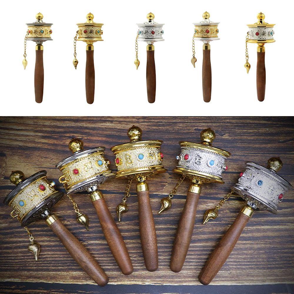Podwójne łożysko Obracanie Instrument Modlitewny Kolorowa Ozdoba Religijna Tybetański Młynek Modlitewny Relaksujący