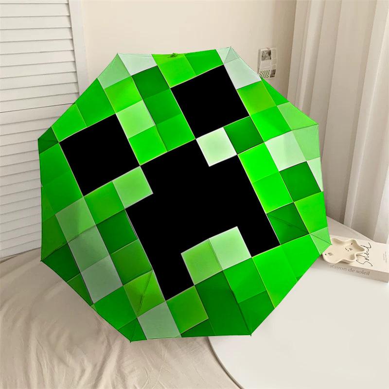 

1PC Minecraft Creeper Umbrella-8-Rib Reinforced, Automatic Open, Lightweight & Durable, Cute Fashion Accessory for Outdoor-W109