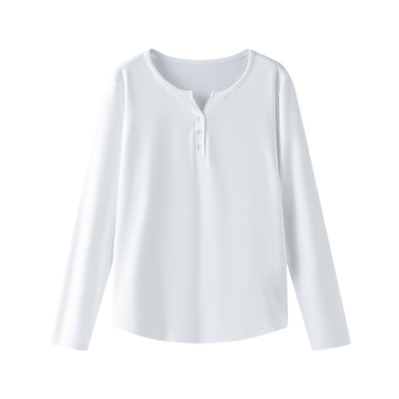 

Женский топ с длинным рукавом и V-образным вырезом на флисовой подкладке - Модный, теплый и омолаживающий стиль для осени/зимы L