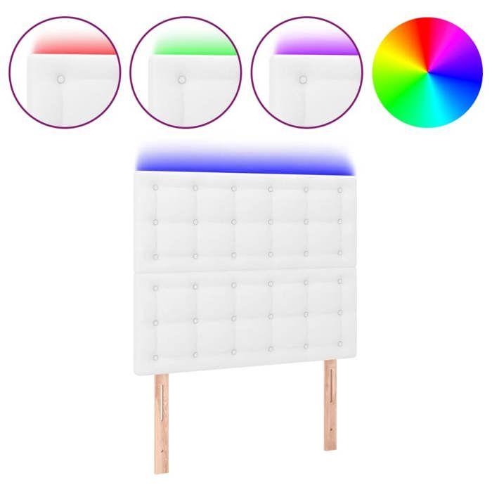 Tête de lit - MAISON EXCLUSIVE - 90 x 5 x 118/128 cm - Similicuir - LED intégrée - Hauteur réglable
