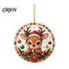 Outdoor Hanging Decor Christmas Acrylic Ornament, 2D Flat Double Side Printed Party Supplies Santa Snowman Pendant for Tree Window, Festive