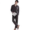 MIIOW Men's Pure Cotton Long Sleeve Colorblock Casual Loungewear Pajamas Loose Fit Plus Size Dark Gray XL