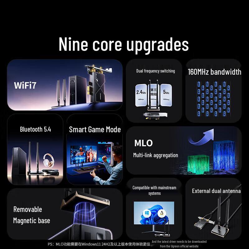 UGREEN PCIe Wi-Fi 7 + Bluetooth 5.4 Desktop Adapter (CN version)