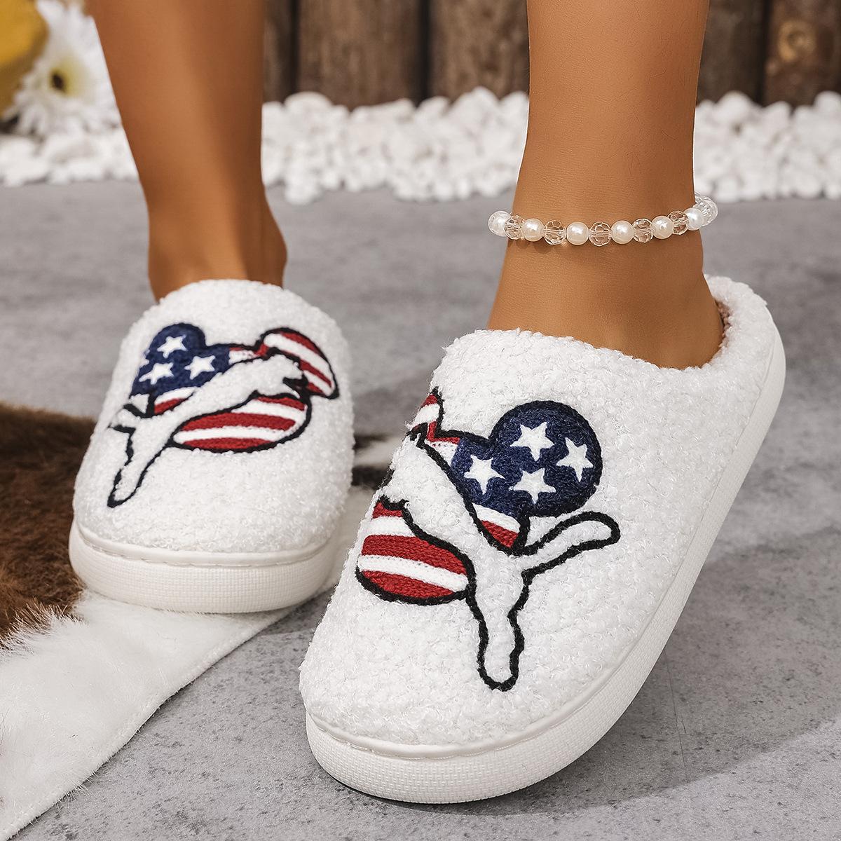 

Fashion Platform Fluffy Slippers Women House Plush Cartoon Dog Designer Winter Shoes Girls Flats Home Fashion Casual Footwear Large Size 44-45