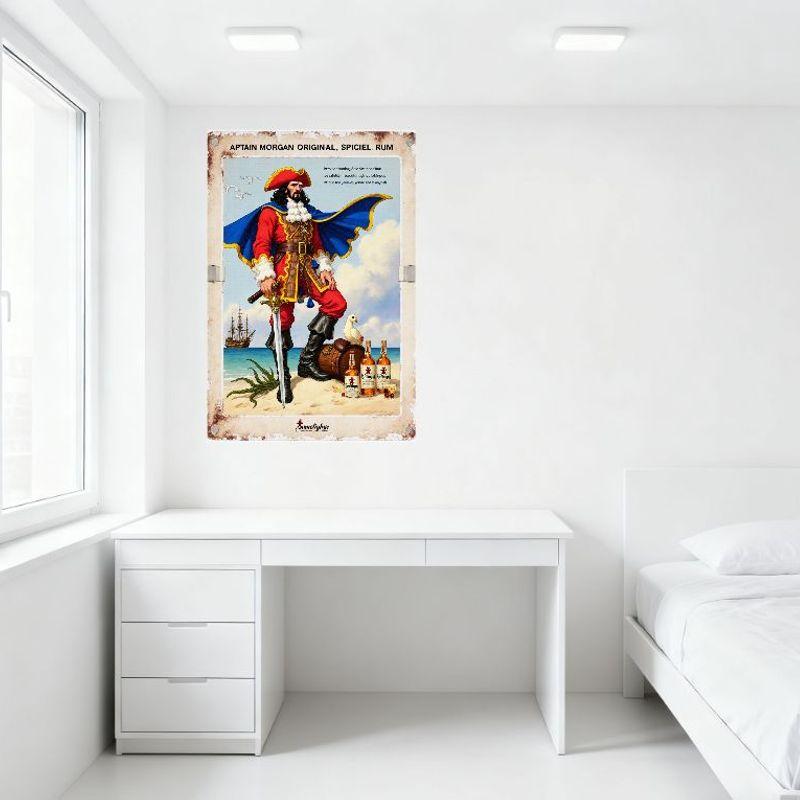 Captain Morgan Original Spiced Rum Pirat Metallblechschild Retro Bar Pub Wanddekoration Heim Mannhöhle Kunst