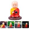 PRETYZOOM Little Monk Figurine, Solar-Powered Monk Ornament Car Dashboard Decoration, Plastic Monk Buddha Statue Bobble Head Toy for Home Office
