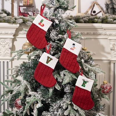 1PC Xmas Socks Colorful English Letters Embroidered Christmas Stocking