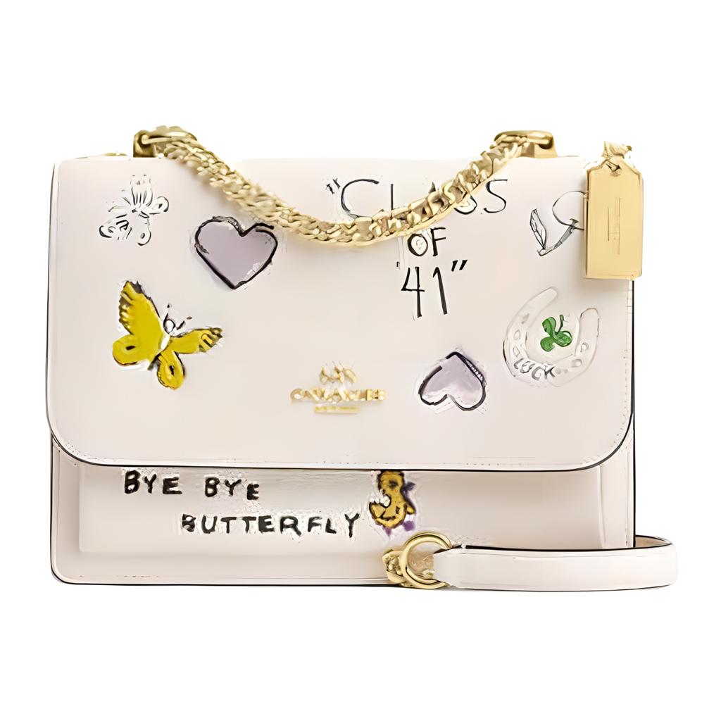 Coach Klare 21 Sketch Print Chain Strap Leather Crossbody Bag Small Women Bags Chalk-White CAK15-IMCAH