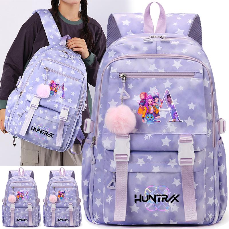 Cute 26 English Letters Printed Backpack for Teenager Student Girl Boy Bookbag Schoolbag Large Capacity Waterproof Travel Bag Gift Rucksak