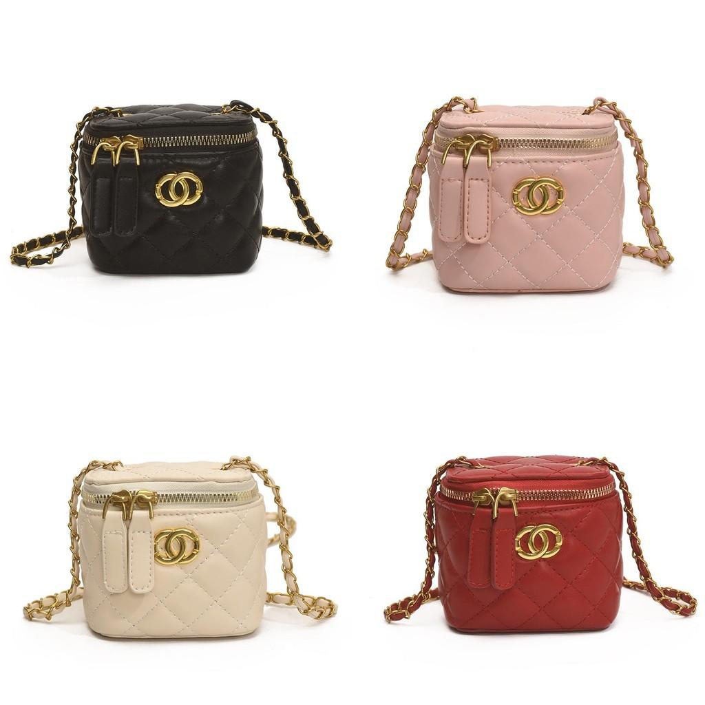 Childrens Fashion Lattice Print Solid Color Crossbody Bag With Pu Material For Toddler Girls Daily Use