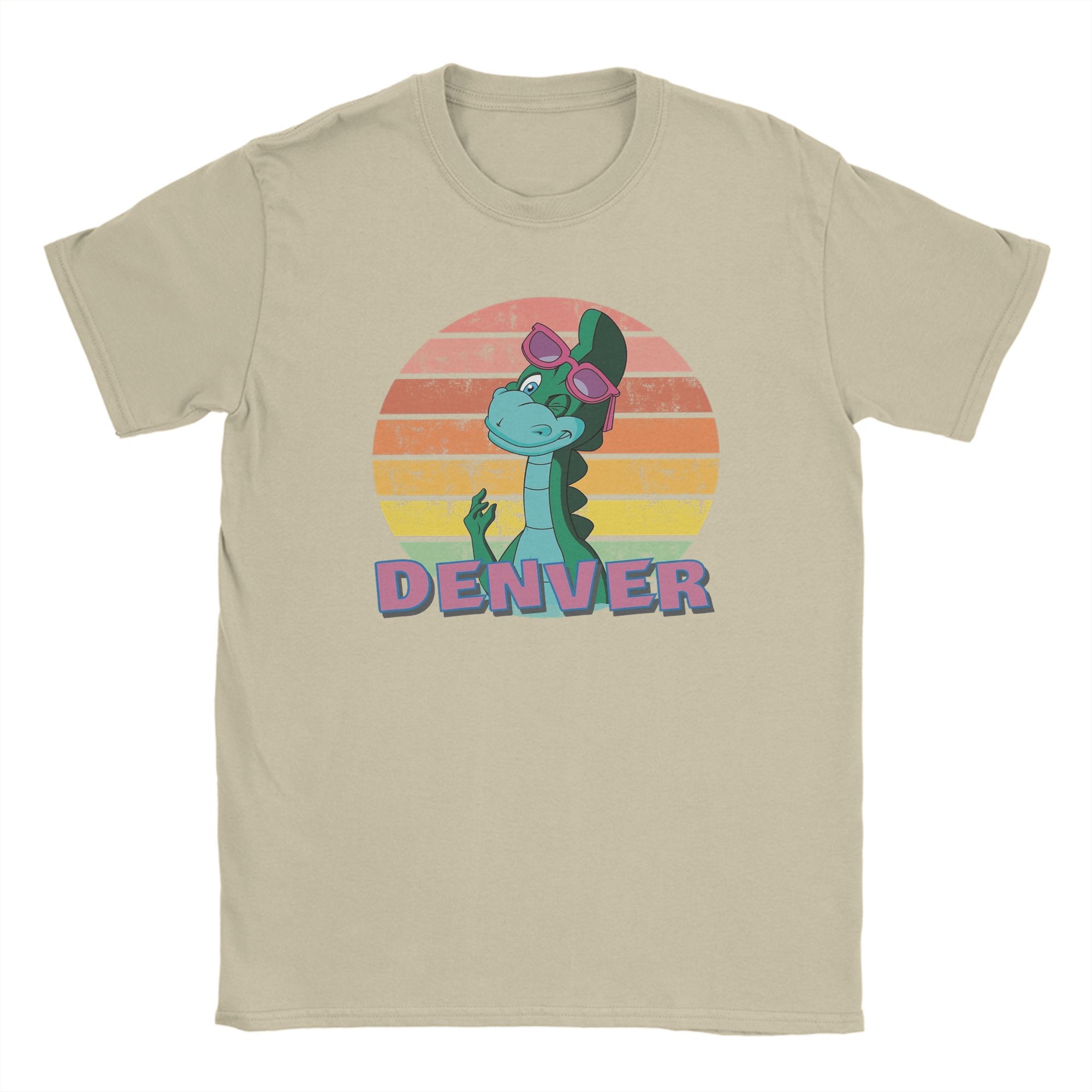 

Vintage Retro 80s Animated Cartoon T-Shirt Men Cotton T Shirt Denver The Last Dinosaur Short Sleeve Tee Shirt Plus Size Tops M
