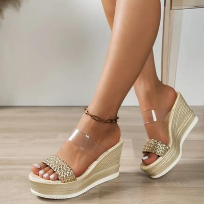 Vasaros moteriški batai 2024 Aukštos kokybės vienspalvės moteriškos šlepetės Madingos platformos Ypač aukštakulniai Didelio dydžio moteriški paplūdimio batai