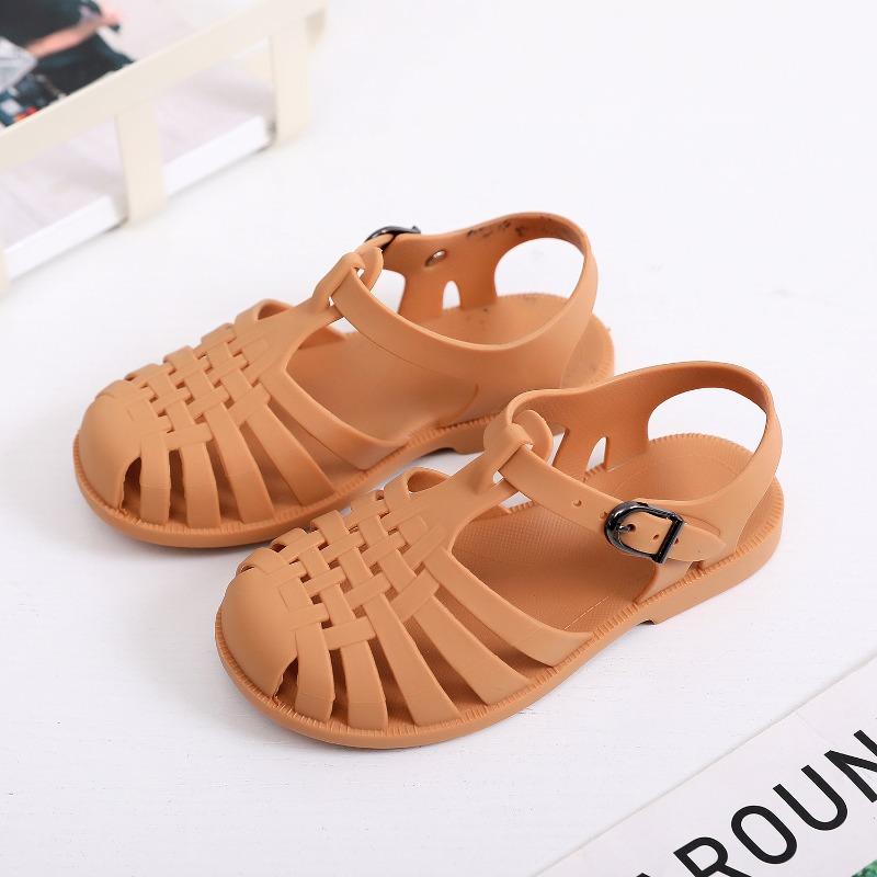 Children's sandals spring and summer boys soft-soled hollowed-out hole shoes girls flat-soled bag head jelly shoes baby children's sandals