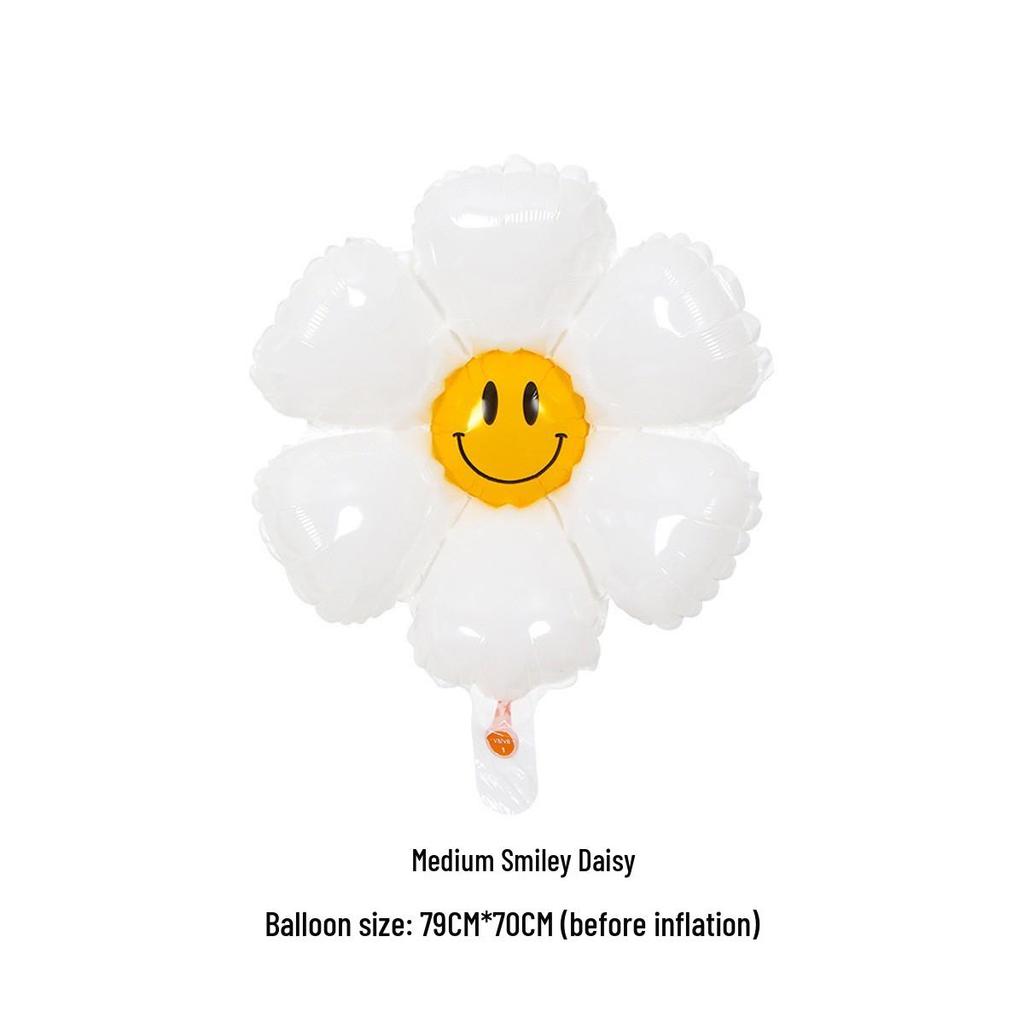 Daisy and Sunflower Balloons - Kids' Birthday and Wedding Decoration, Aluminum Foil with Smiley Faces