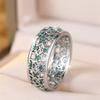 Green Crystal Hollow Zircon Stone Rings For Women Vintage Silver Color Engagement Ring Wedding Jewelry Bridal Versatile Gift