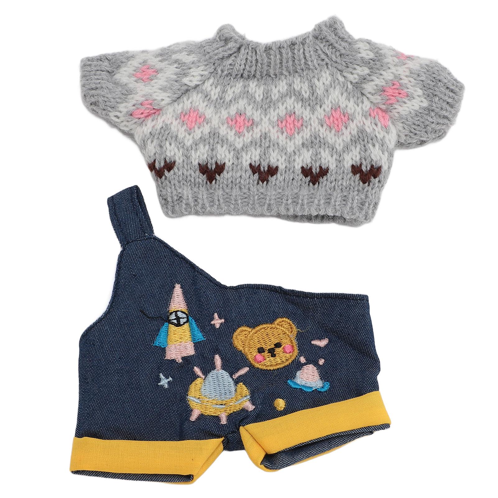 

Плюшевая кукольная одежда 20 см Медведь Комбинезон свитер Kpop Одежда Аксессуары Хлопковая ткань Серый серый