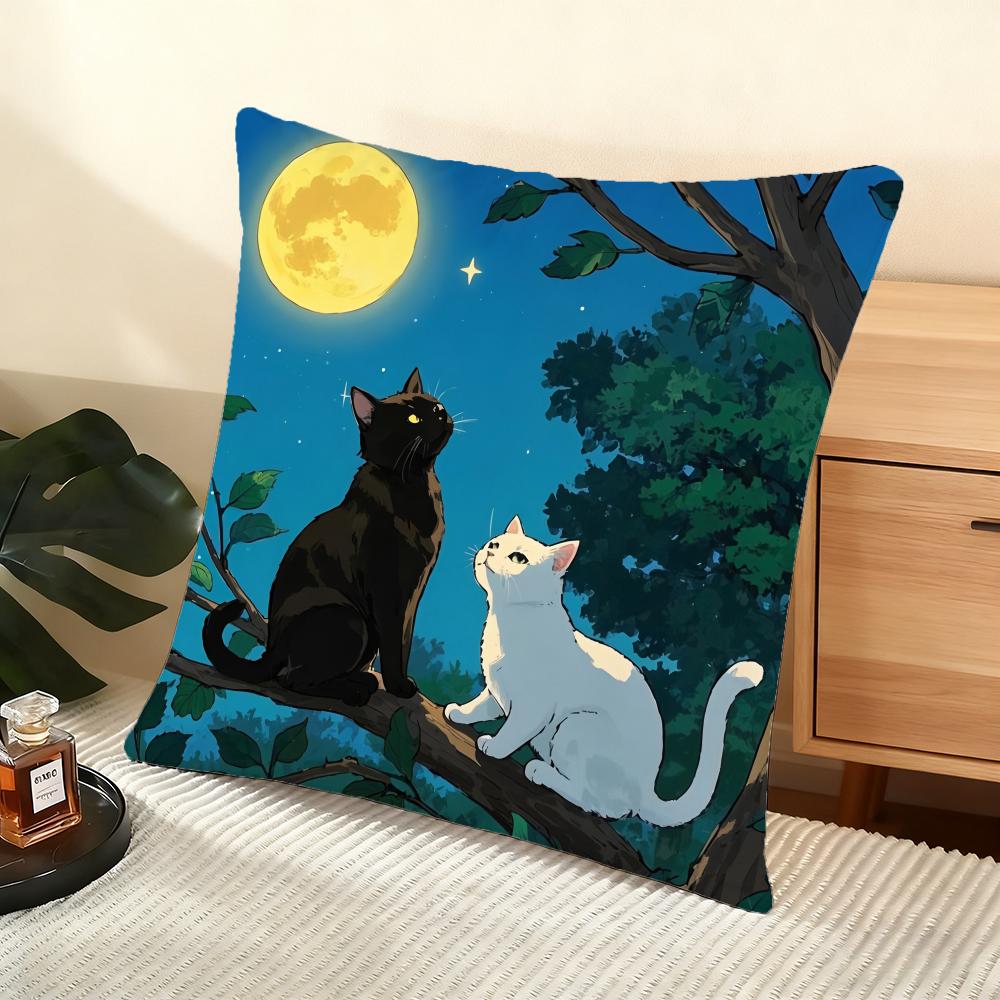 Wizard Cat Cushion Cover Soft Short Plush Pillow Cover Smooth Cozy Texture Aesthetic Cushion Case Home Decor