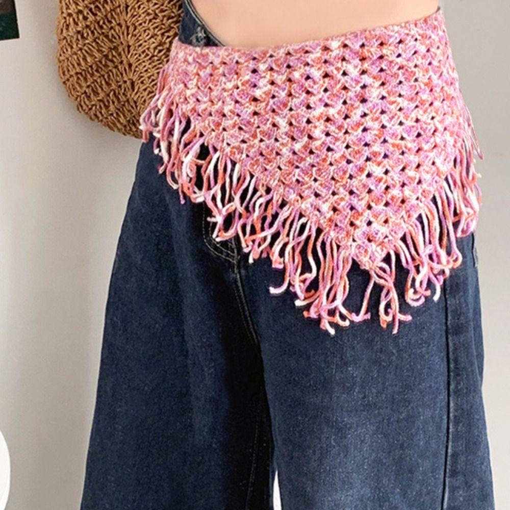 Cummerbund Ethnic Style Waist Band Bohemian Turban Apron Wrap Knitted Triangle Headscarf Summer