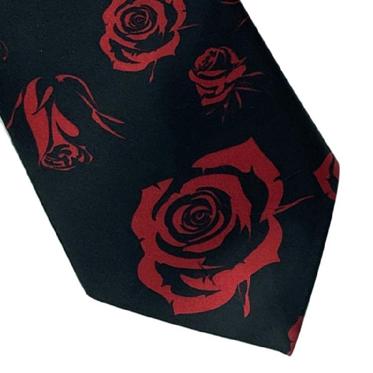 Modern Mens Silk Textured Necktie Rose Heart Bear Pattern Long Tie For Formal Event And Casual Outings Adjustable Fit