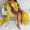 Women's Fashion Sexy Hollow Chain Personalized Printed One-Piece Swimsuit